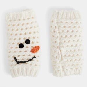 Coco + Carmen FROSTY FINGERLESS Cream Snowman Gloves OS